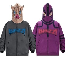 Anime Demon Slayer Cosplay Zipper Up Hoodie Sweatshirts Unisex Streetwear Hoodie