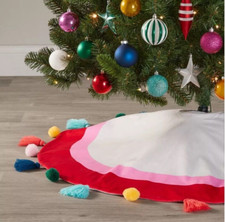 48" Printed Velvet CHRISTMAN TREE SKIRT with Poms and Tassels from Wondershop