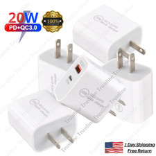 Dual Port Fast Charger 20W PD USB C Adapter QC Block For iPhone 14/13/12/11 Lot