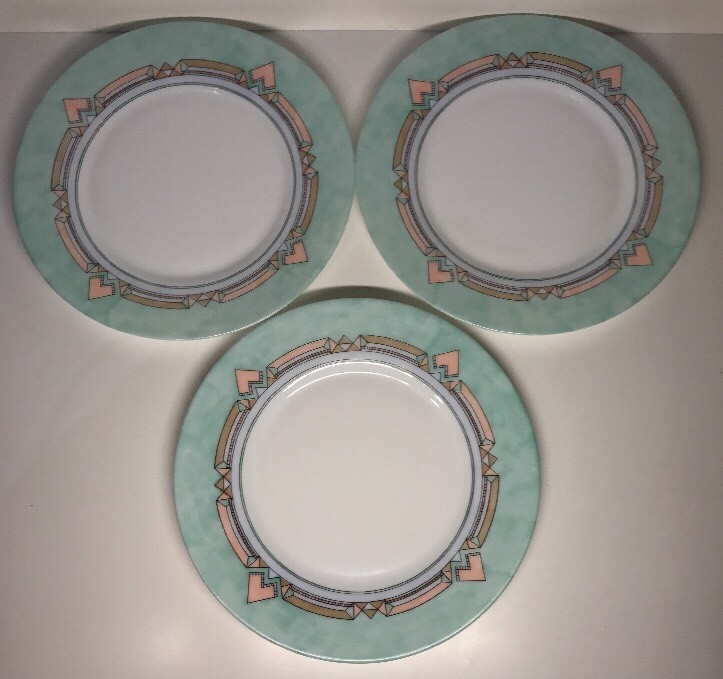 Lot De 6 Petites Assiettes Plates Vintage Arcopal France Esso - Vert Menthe D 19,5 Cm