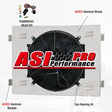 Aluminum Radiator Shroud+Fan Relay Kits FITS 1955-1957 Chevy Bel Air Nomad L6 V8