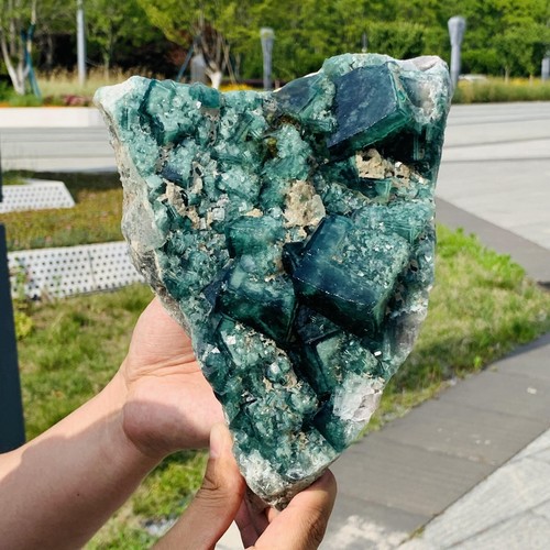 7,7 Pfund natürlicher grüner FLUORIT Quarz Kristall Cluster Mineral Probe - Bild 13 von 13