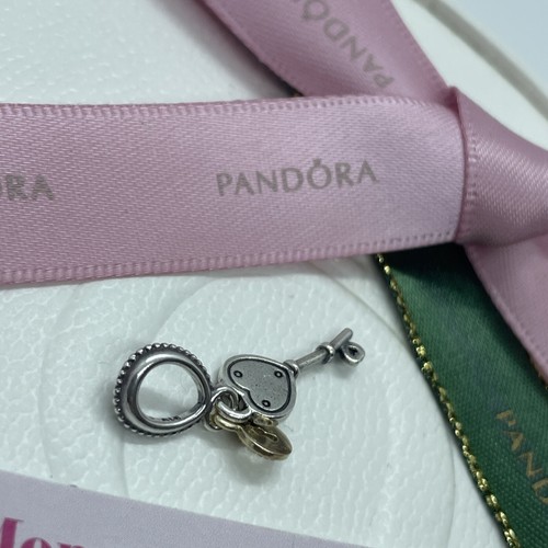 Pandora Key To My Heart Charm 796593 Love Silver Gold Two Tone Genuine Ale - 第 5/8 張圖片