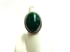 Sterling Silver green Malachite ring sz 6.25 wgt 14.4 grams stone 9mm/12mmBY NK