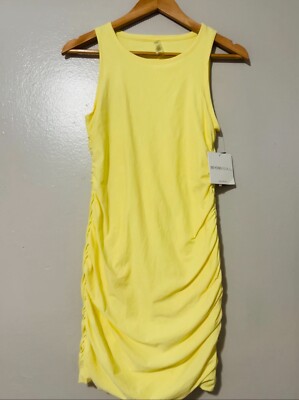 featherweight gather mini dress Beyond Yoga Featherweight Gather Mini Dress in Powder Yellow Heather -  Small