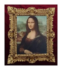 Gemälde Mona Lisa Bild mit Bilderrahmen BAROCK Antik look 45x38 cm Bilder Gold -