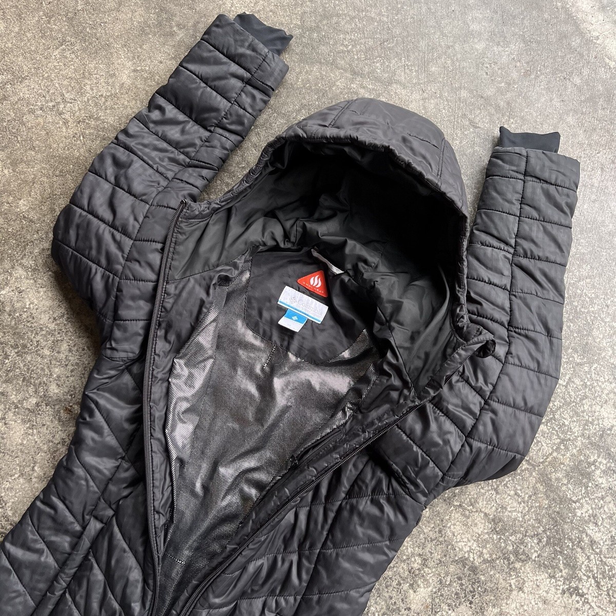 Columbia Womens Sz XS Omni-Heat Black Full Zip Puffer Parka