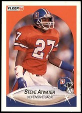 Steve Atwater #18b 1990 Fleer Right edge of A in AFC logo aligned with blue