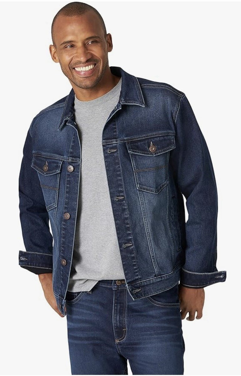 Wrangler Authentics Mens Bonded Fleece Lined Trucker Denim Jacket XXL 2XL  Indigo