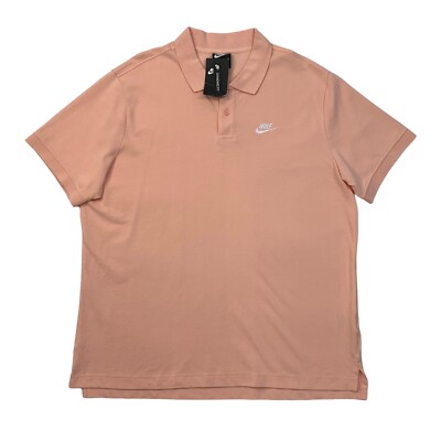 Nike Polo Shirt Mens XL Extra Large Ice Peach Cotton Pique Turn Down Collar
