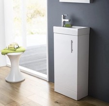 Compact Cloakroom Bathroom 400mm Vanity Unit with Ceramic Basin/Sink