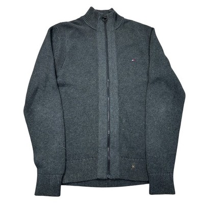 Tommy Hilfiger Strickjacke Baumwollmischung Full Zip Pullover Grau Herren Medium