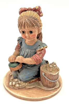 1994 Tender Heart Treasures Girl Figurine Washing Scrub Bucket Resin
