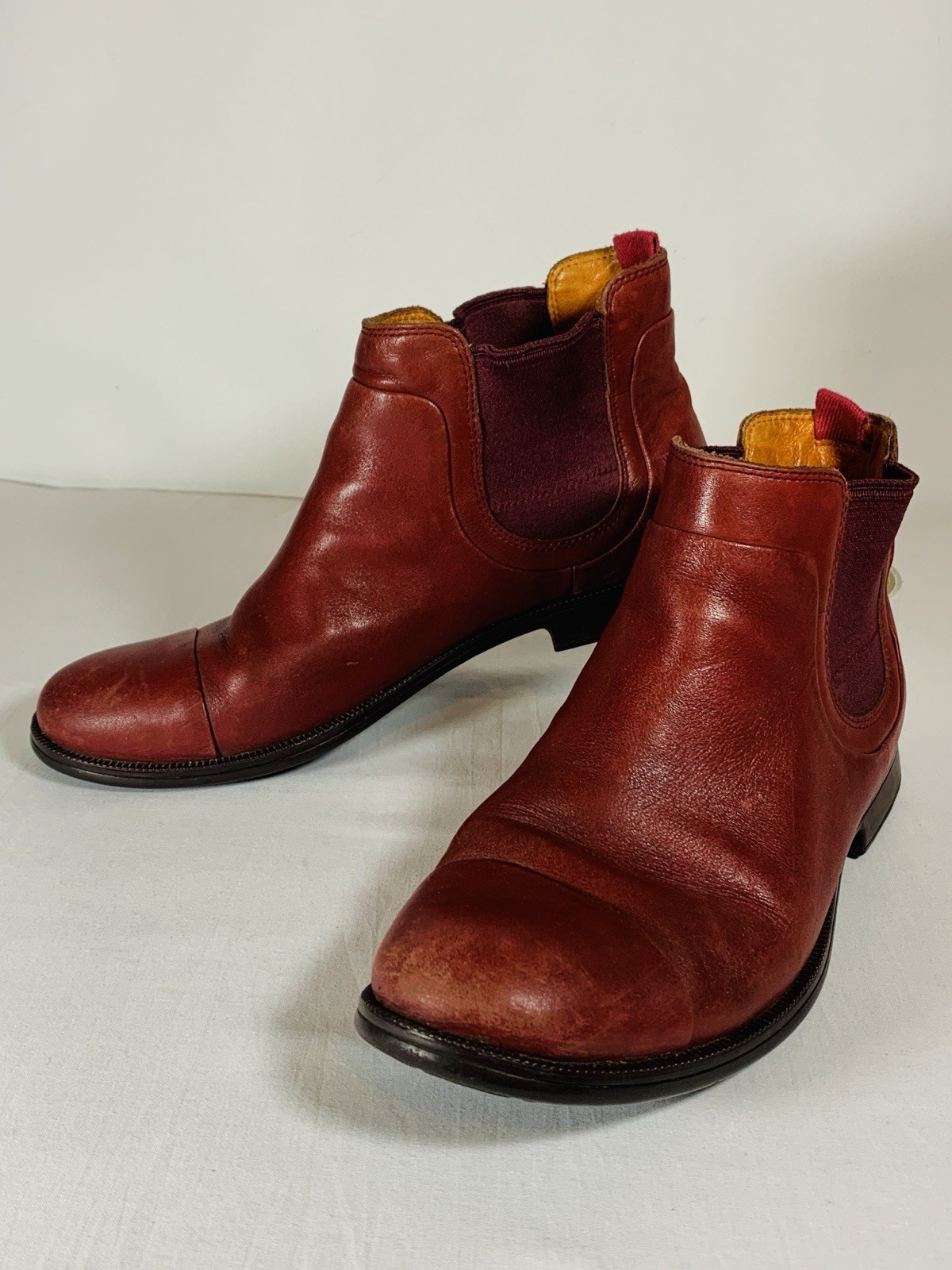 Camper Mujer Cuero Rojo Chelsea Botines EU 38 UK 5 Pull On Inteligente Informal