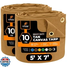 Xpose Safety Canvas Tarp - 10oz Tan Canvas Tarps Heavy Duty Water