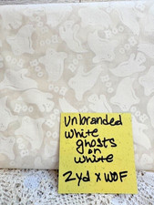 Unbranded Halloween Cotton Fabric Ghosts and "Boo" on White 2 Yds x WOF