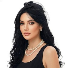 Fascinator Hat for Women Veil Fascinators Tea Party Wedding Retro Pillbox Hats