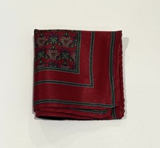Handkerchief Men VTG Red Silk Made Italy Art Geometric Suit Pocket Square 14.5  