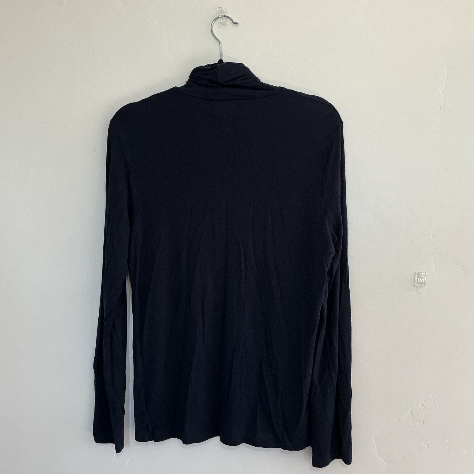 Joan Vass Navy Soft Knit Turtleneck Top | Minimal Capsule Wardrobe Layer Size L