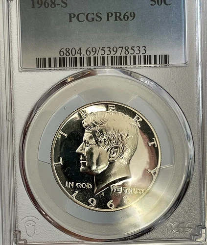 1968-S Kennedy SILVER Proof Half Dollar - PCGS PR69 - Cameo Details
