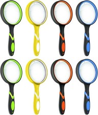Leffis 8 Pack Magnifying Glass, 50Mm 10X Glasses Lens Reading Magnifier for Kids