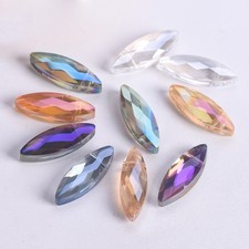 20pcs 22x8mm Oval Eye Faceted Crystal Glass Loose Pendants Crafts Beads