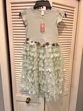 Girl Princess Flutter-sleeve Green Mesh Fairy Dress - 4-5Y