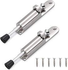 2 Pack Kickdown Door Stop Stainless Steel Easy Door Stopper, Spring Loaded Teles