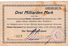 Niederhermsdorf - Gemeinde - 3 Milliarden Mark - KN 4st schwarz - Keller 3913.a.