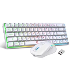 60% Wireless Gaming Keyboard and Mouse ComboLED Backlit Rechargeable 2000mAh ...