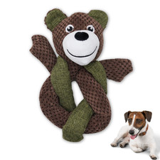 Cute Bear Plush Squeaky Dog Toy Interactive Chew Toy with Crinkle Sounds