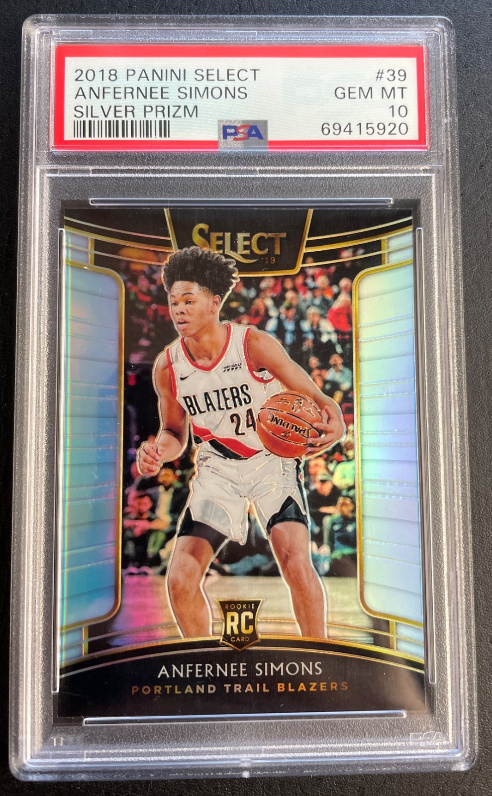Anfernee Simons PSA 10 GEM MINT 2018-19 Panini Select Silver Prizm RC #39