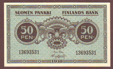FINLAND  50 Pennia  1918   UNC