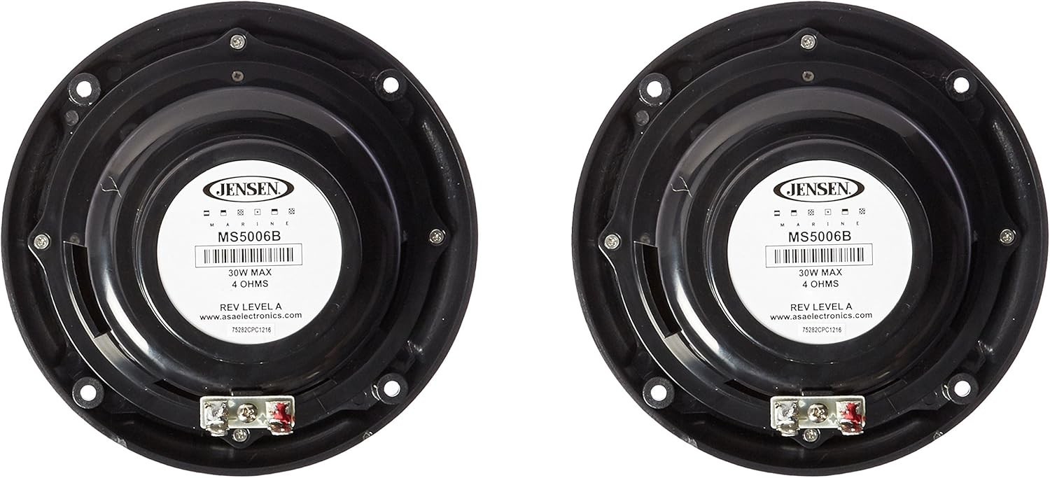 ASA Jensen Electronics MS5006BR Marine Speaker Set, Black, Waterproof Dual Cone