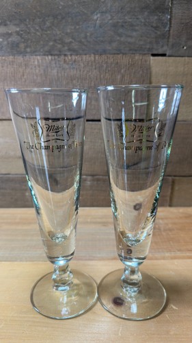 Vintage Miller High Life footed pilsner glasses set - 2