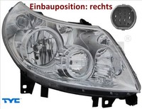 TYC 20-11333-05-2 Hauptscheinwerfer Rechts Scheinwerfer Frontscheinwerfer