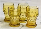 Vintage Anchor Hocking Fairfield Amber Rocks Glass Set 4 Mid Century Modern MCM
