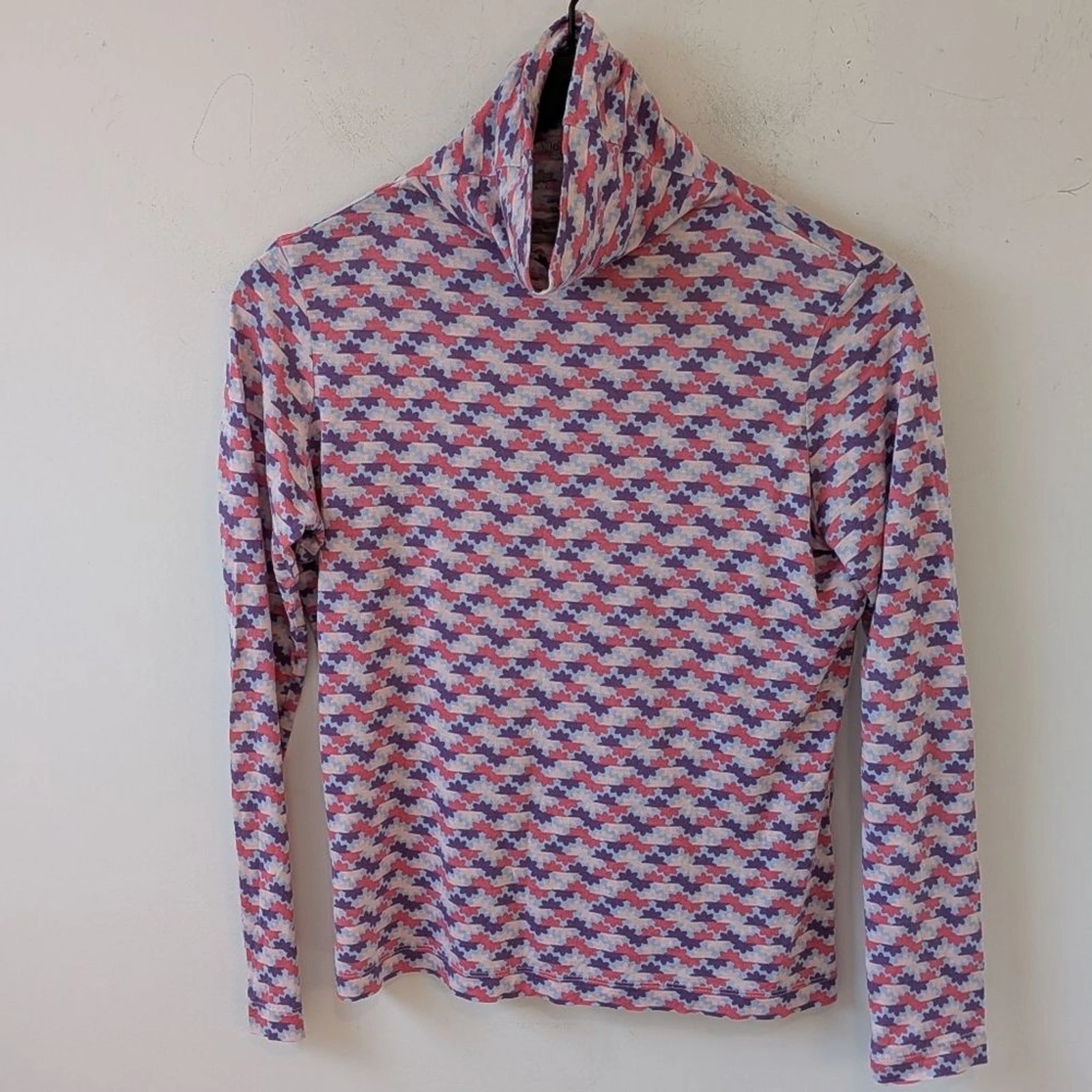 Wintersilks Women's Silk Printed Turtleneck Base Layer Shirt Small