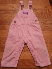 Vintage Oshkosh B'gosh Girl's 12M Corduroy Overall pink USA made RARE