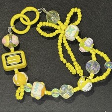Yellow Beaded Wrist Strap for Phone, Bag, Keychain