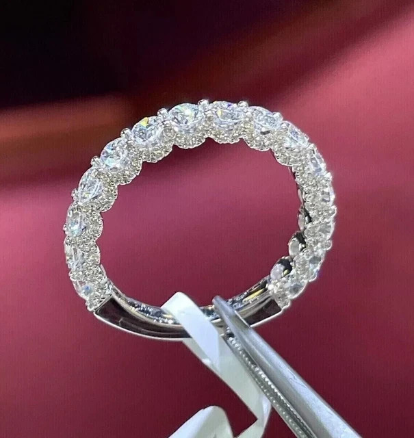 2Ct Round Lab-Created Diamond Eternity Wedding Band Ring 14K White Gold Plated
