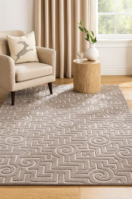 Handgetufteter Wollteppich: geometrischer Teppich Anthro-inspiriertes Design