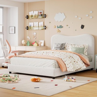 Twin Full Queen Low Profile Bed Frame with Soft Headboard, No Box Spring Needed