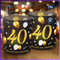 Windlicht Tischdeko 40. Geburtstag Schwarz Gold FüR Teelichter Kerzen Deko