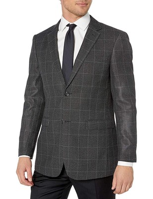 Adam Baker Mens Ultra Slim fit Notch Lapel Plaid Sport Coat/Blazer- Colors