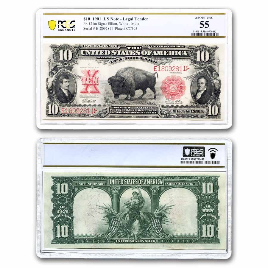 1901 $10 U.S. Note Lewis & Clark/Bison AU-55 PCGS (Fr#121m) | eBay