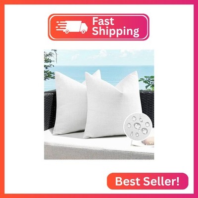 Artscope Outdoor Waterproof Throw Pillow Covers 16x16 Inch Decorative Linen Outd