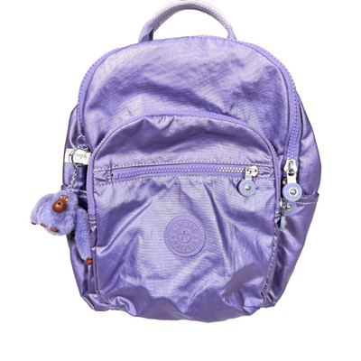 Kipling Seoul Women's 15'' Laptop Backpack Metallic Purple Nylon Monkey Keychain