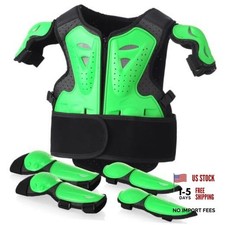 Youth Chest Protector Motocross Armor, Kids Dirt Bike Gear, Adjustable Green
