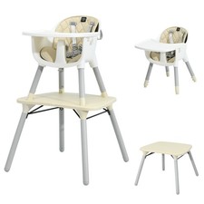 Costway 4 in 1 Baby High Chair Convertible Toddler Table Chair Set w/ PU Cushion